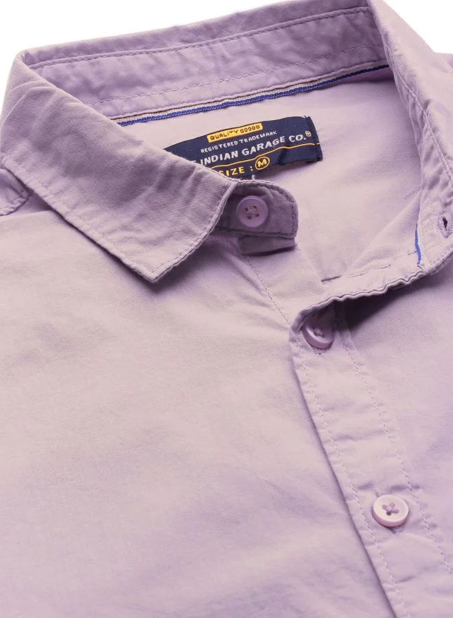شركة المرآب الهندية Men Slim Fit Solid Full Sleeves Spread Collar Casual Shirt