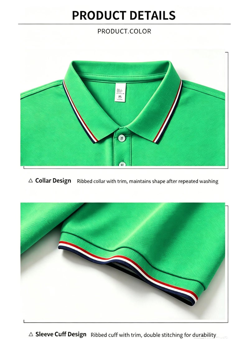HACKETT LONDON Classic striped lapel POLO shirt for men and women couples with beaded cotton short sleeves. - Image 5