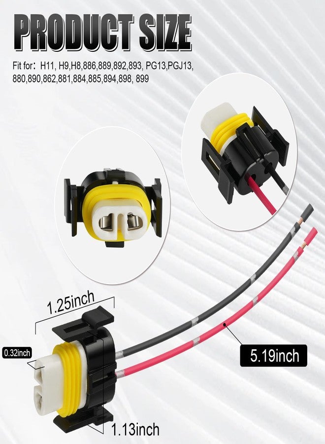 iBrightstar H11 H9 H8 880 881 Female High Temperature Ceramic Adapter Wiring Harness Sockets Wire for Headlights or Fog Lights - Image 3