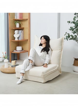 Floor Sofa with Back Support, 5 Reclining Poistion Adjustable Sofa Bed, Folding Lazy Sofa, Floor Lounge Chair, Gaming Recliner Bed  White - pzsku/Z4851C72DF073C7D2445CZ/45/1749008749/3740293d-3403-48d3-9535-29e0b7cecc55