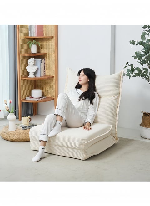 Floor Sofa with Back Support, 5 Reclining Poistion Adjustable Sofa Bed, Folding Lazy Sofa, Floor Lounge Chair, Gaming Recliner Bed  White
