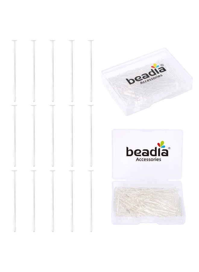 BEADIA Silver Plated Flat Head Pins Non Tarnish 25mm 200pcs for Jewelry Making Findings - Image 1