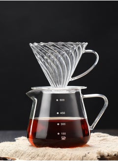 EqiEch V60 Coffee Server Heat Resistant Glass Coffee Maker Pour Over Coffee Tea Server Kettle Barista Server 600ml  - Image 3