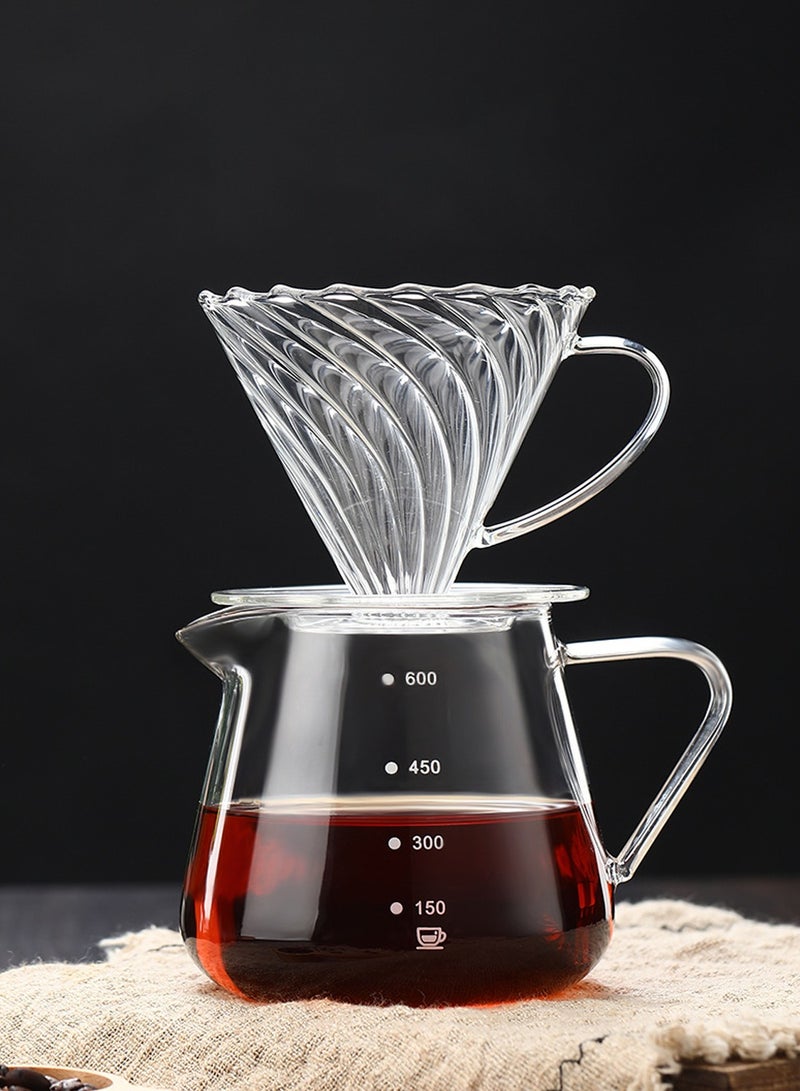 ايكي ايك V60 صانع القهوة الزجاجي المقاوم للحرارة صانع القهوة صب فوق القهوة خادم الشاي غلاية باريستا خادم 600 مللي  - Image 3