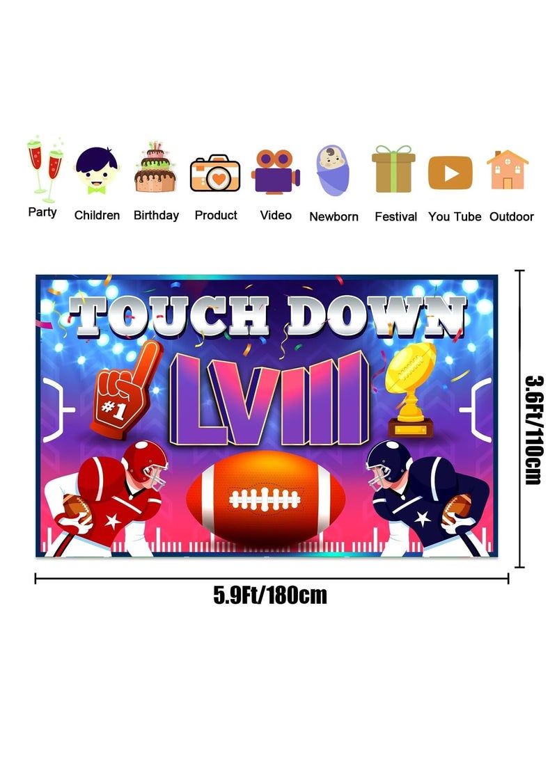 Excefore Super Football Backdrop, Super Football Party Decorations 2024 Backdrop, Super Football Decorations 2024 Touchdown Banner, Super Football Party Supplies Large 71" X 47" - Image 4