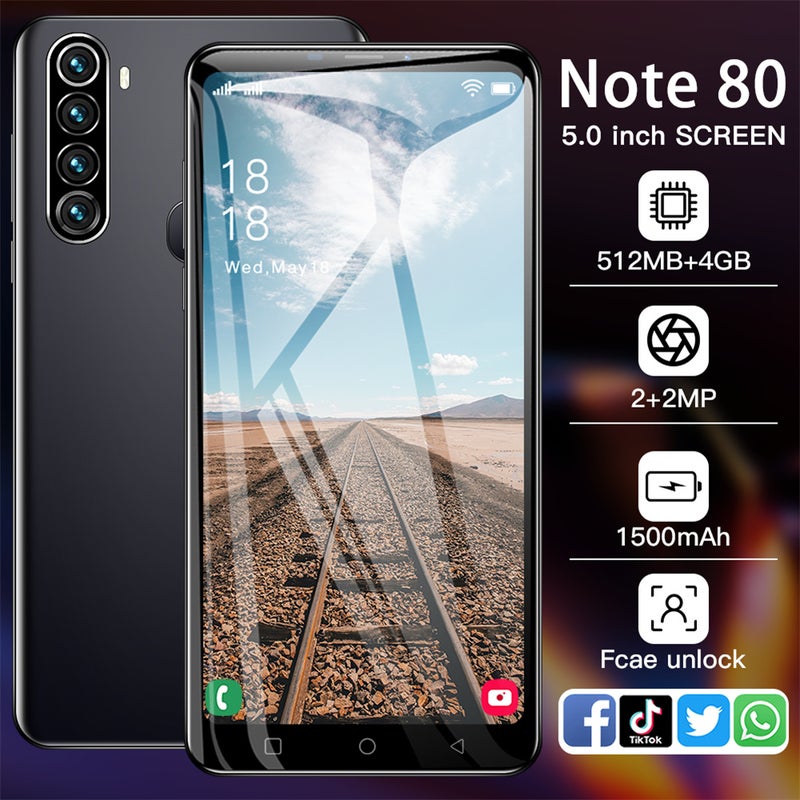 Generic (Unbranded) هاتف ذكي Note80 بشاشة 5.0 بوصة، أسود، قابس أمريكي - Image 3