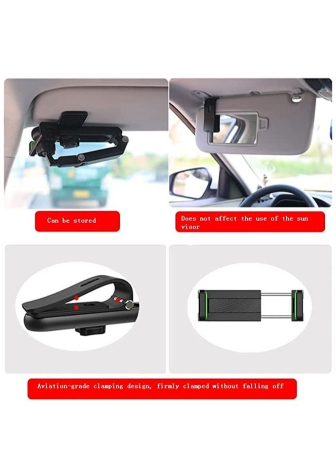 ELTRAZONE Sun Visor Car Cell Phone Holder, 360 Rotating Car Mount Support Clip Bracket , Adjustable Arm Cradles Car Holder Mount Phone Car Clip for Sun Visor Rearview Mirror Steering Wheel(Grey) - Image 2