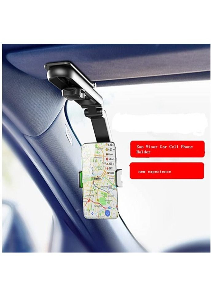 ELTRAZONE Sun Visor Car Cell Phone Holder, 360 Rotating Car Mount Support Clip Bracket , Adjustable Arm Cradles Car Holder Mount Phone Car Clip for Sun Visor Rearview Mirror Steering Wheel(Grey) - Image 3