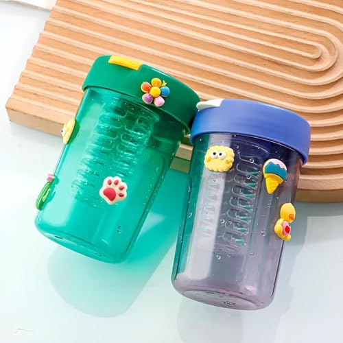 PAUL SONS Hospitality 400ml Cute Plastic Water Bottles Handle Water Bottles Cup Infuser Sipper Bottle Mug Leak proof BPA Free with Straw for Kids Girls (Multicolor Pack of 1Pc) - Image 5