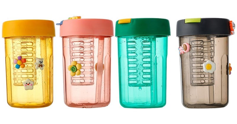 PAUL SONS Hospitality 400ml Cute Plastic Water Bottles Handle Water Bottles Cup Infuser Sipper Bottle Mug Leak proof BPA Free with Straw for Kids Girls (Multicolor Pack of 1Pc) - Image 1