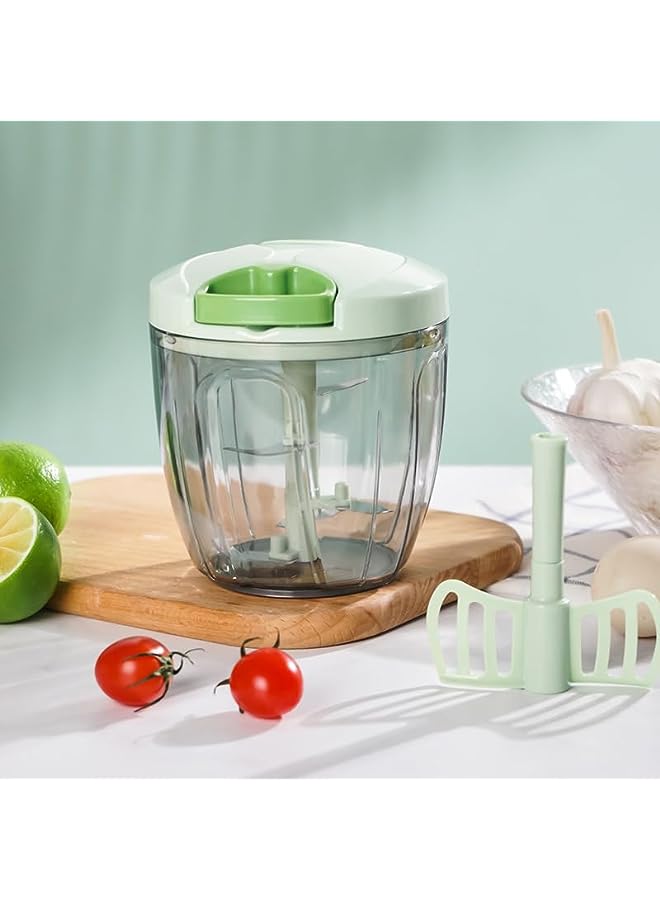 PROMASS مفرمة بخمس شفرات وخفاقة واحدة، سعة لتر، مفرمة بصل يدوية، مفرمة خضروات، مفرمة خضروات 900 مل - Image 2