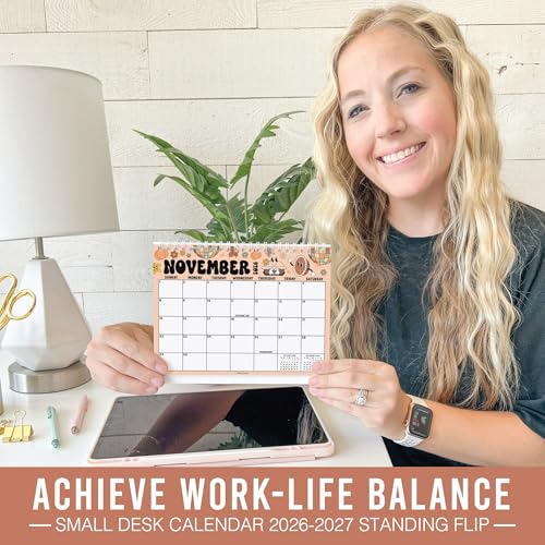 Hadley Designs Small Desk Calendar 2026-18-Month 2026 Desk Calendar Small for Home, Office & Classroom, Standing Flip Desks Calendars 2026-2027, Teacher Appreciation Gifts, Graduation Gifts - Image 2