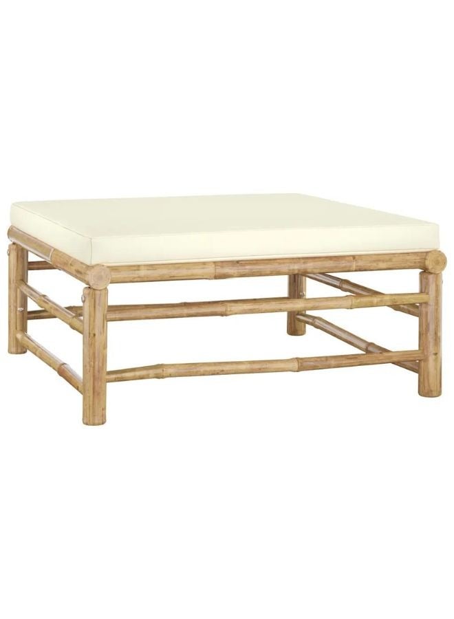 vidaxl vidaXL Garden Footrest with Cream White Cushion Bamboo  - Image 1
