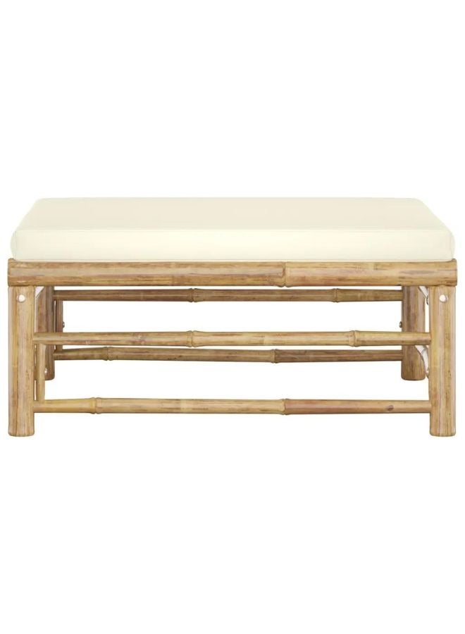 vidaxl vidaXL Garden Footrest with Cream White Cushion Bamboo  - Image 2