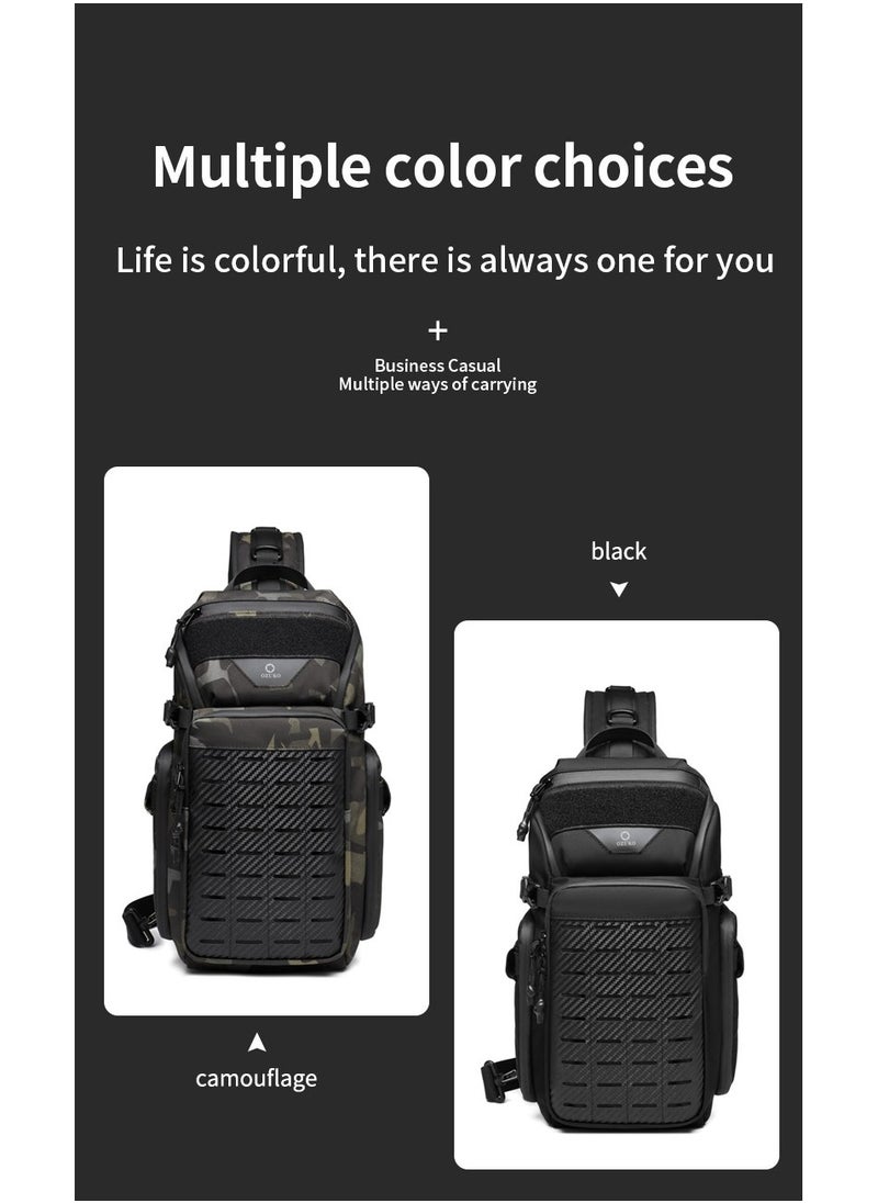 OZUKO - OZUKO Outdoor Multifunctional Sling Bag, Chest Shoulder Backpack Crossbody for 11-inch iPad Pro, Fabric Oxford Water-resistant Lightweight Daypack with 6 Pockets for Travel, Work and Sport 40*15*20 - Image 1