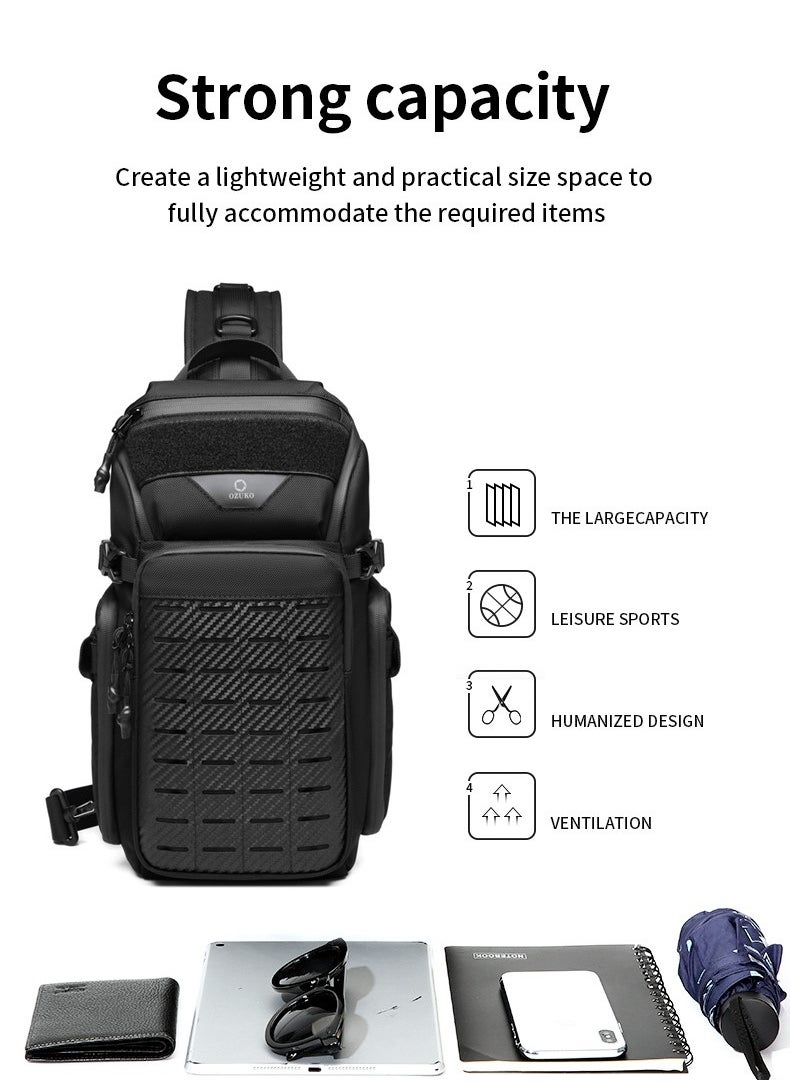 OZUKO - OZUKO Outdoor Multifunctional Sling Bag, Chest Shoulder Backpack Crossbody for 11-inch iPad Pro, Fabric Oxford Water-resistant Lightweight Daypack with 6 Pockets for Travel, Work and Sport 40*15*20 - Image 1