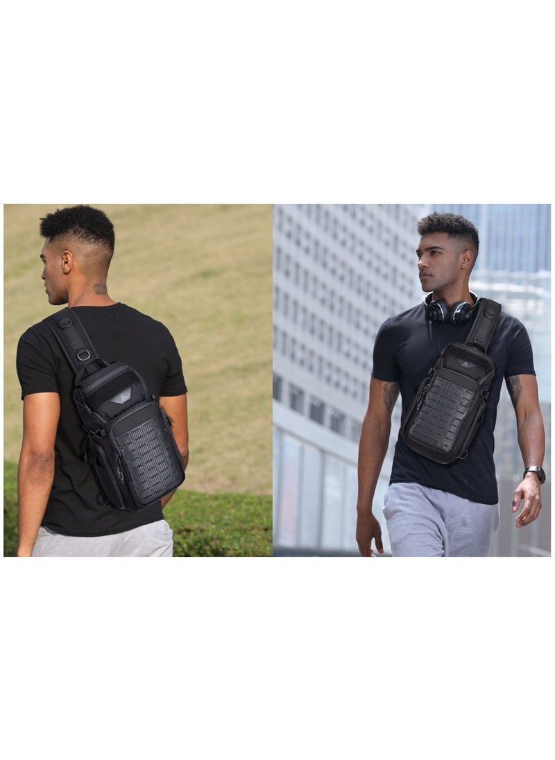 OZUKO - OZUKO Outdoor Multifunctional Sling Bag, Chest Shoulder Backpack Crossbody for 11-inch iPad Pro, Fabric Oxford Water-resistant Lightweight Daypack with 6 Pockets for Travel, Work and Sport 40*15*20 - Image 1