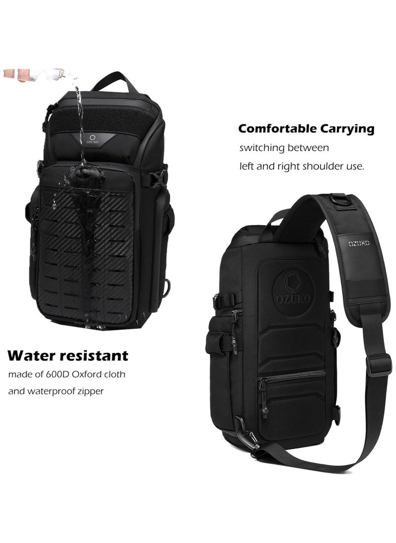 OZUKO - OZUKO Outdoor Multifunctional Sling Bag, Chest Shoulder Backpack Crossbody for 11-inch iPad Pro, Fabric Oxford Water-resistant Lightweight Daypack with 6 Pockets for Travel, Work and Sport 40*15*20 - Image 1