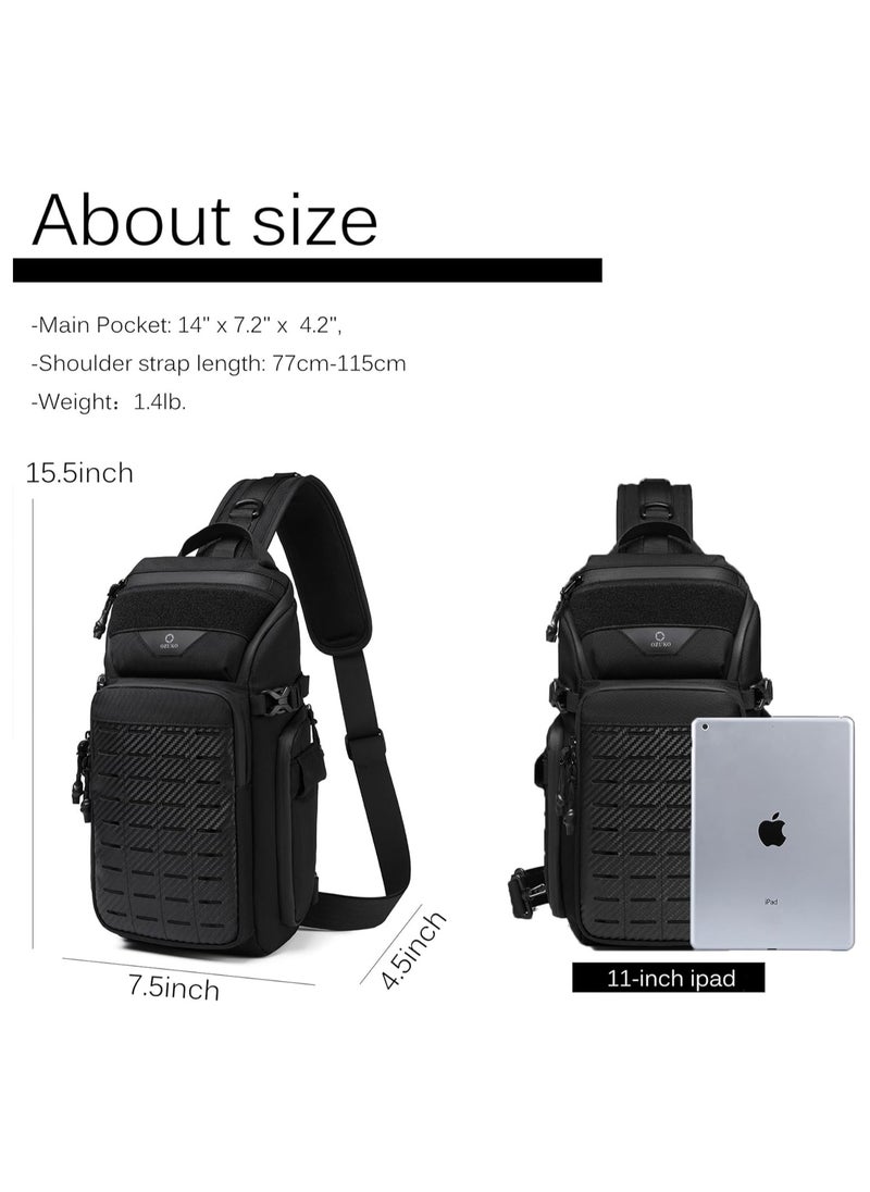 OZUKO - OZUKO Outdoor Multifunctional Sling Bag, Chest Shoulder Backpack Crossbody for 11-inch iPad Pro, Fabric Oxford Water-resistant Lightweight Daypack with 6 Pockets for Travel, Work and Sport 40*15*20 - Image 1