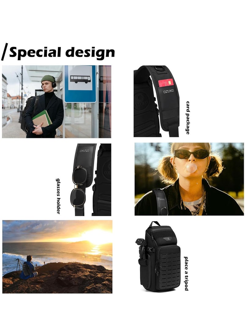OZUKO - OZUKO Outdoor Multifunctional Sling Bag, Chest Shoulder Backpack Crossbody for 11-inch iPad Pro, Fabric Oxford Water-resistant Lightweight Daypack with 6 Pockets for Travel, Work and Sport 40*15*20 - Image 1