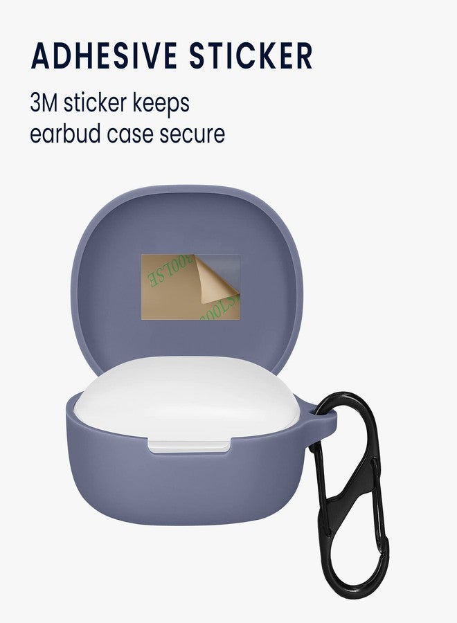 kwmobile Silicone Cover Compatible with Xiaomi Redmi Buds 4 Lite - Case Cover Stick-On Skin with Clip - Lavender - Image 3