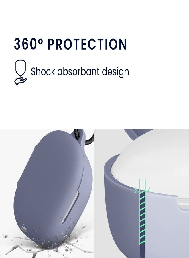 kwmobile Silicone Cover Compatible with Xiaomi Redmi Buds 4 Lite - Case Cover Stick-On Skin with Clip - Lavender - Image 4