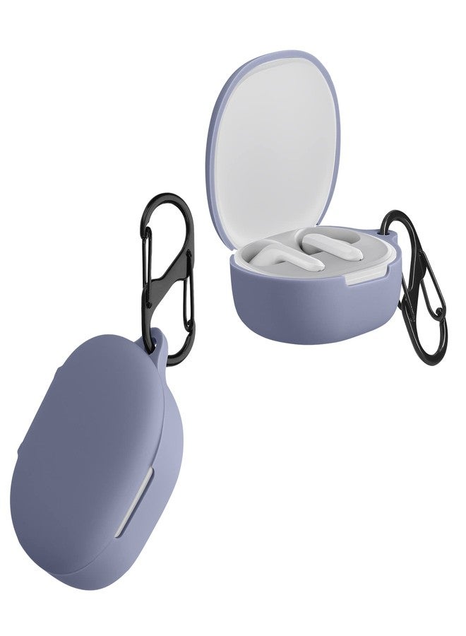 kwmobile Silicone Cover Compatible with Xiaomi Redmi Buds 4 Lite - Case Cover Stick-On Skin with Clip - Lavender - Image 1