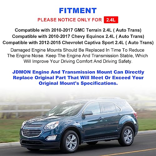 JDMON Engine Motor Transmission Mount Replacement for 2010-2017 Chevrolet Equinox, GMC Terrain L4 2.4L Auto Trans Compatible with A5659,A5562,A5618,A5633 OE#20840184,20840181,20840183,20839834 - Image 3