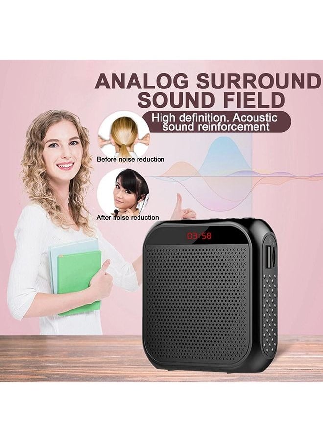 Arabest - Voice Amplifier with Wired Microphone Headset, Portable Rechargeable PA System Speaker Personal Microphone Speech Amplifier, Loudspeaker for Teachers, Tour Guides/Coaches Metting/Yoga/Fitness (Black) - Image 1