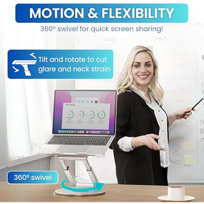 Nexso HEIGHT ADJUSTABLE LAPTOP STAND | MADE WITH PREMIUM QUALITY ALUMINIUM - LAPTOP STAND FOR DESKS, OFFICE TABLES, COFFEE TABLES, KITCHEN COUNTERS, BEDSIDE TABLES, CLASSROOMS, AND CO-WORKING SPACES - Image 3