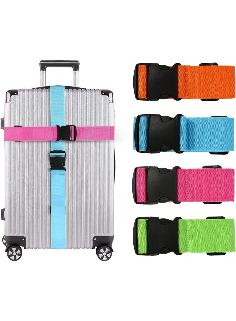4 Pack Adjustable Luggage Straps with Buckle Heavy Duty Suitcase Cross Straps for Travel Bags - Image 1