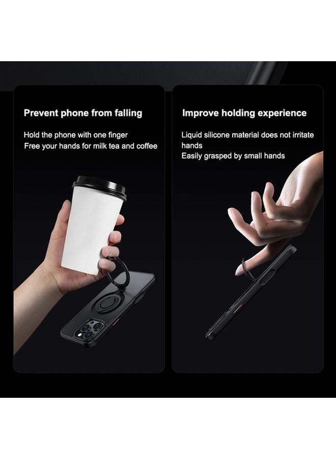 زبون حافظة لهاتف iPhone 12 Pro Frosted MagSafe مع حامل حلقي مغناطيسي دوار - Image 4