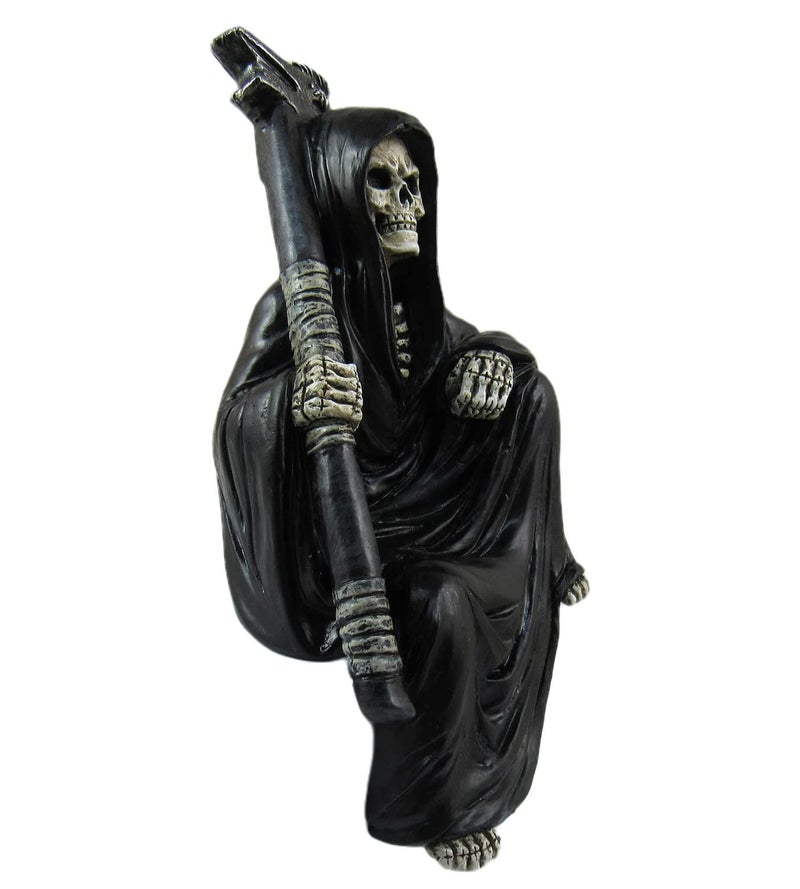 DWK " Nothing But Time Grim Reaper Book Shelf Figurine Sitter | Bookshelf Décor for Home | Skull Goth Decorations | Home Office Décor | Figurines and Statues - 5" - Image 3