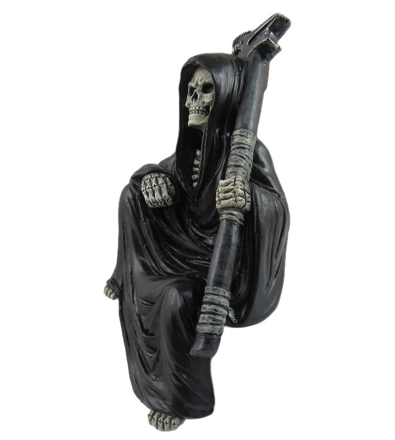 DWK " Nothing But Time Grim Reaper Book Shelf Figurine Sitter | Bookshelf Décor for Home | Skull Goth Decorations | Home Office Décor | Figurines and Statues - 5" - Image 2