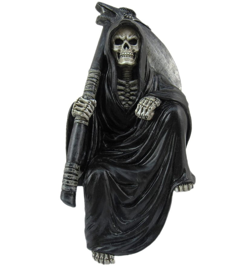 DWK " Nothing But Time Grim Reaper Book Shelf Figurine Sitter | Bookshelf Décor for Home | Skull Goth Decorations | Home Office Décor | Figurines and Statues - 5" - Image 1