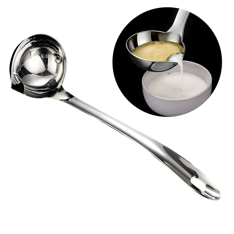 HaRvic HaRvic Stainless Steel Oil Filter Spoon Oil Soup Separator Spoon Cooking Spoon with Long Handle Grease Filter Spoon for Home Kitchen Hot Pot Fat Skimmer Silver Pack of 1  - Image 1