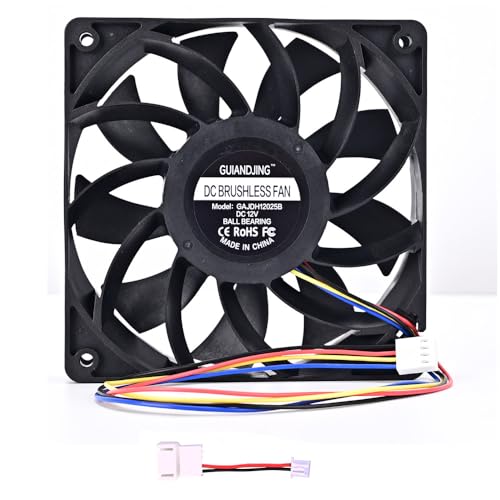 GUIANDJING 12025 Cooling Fan 120mm 25mm DC 12V 4Pin PWM Ball Bearing Brushless 4000RPM High 155 CFM for DIY Computer PC Case Fan - Image 1