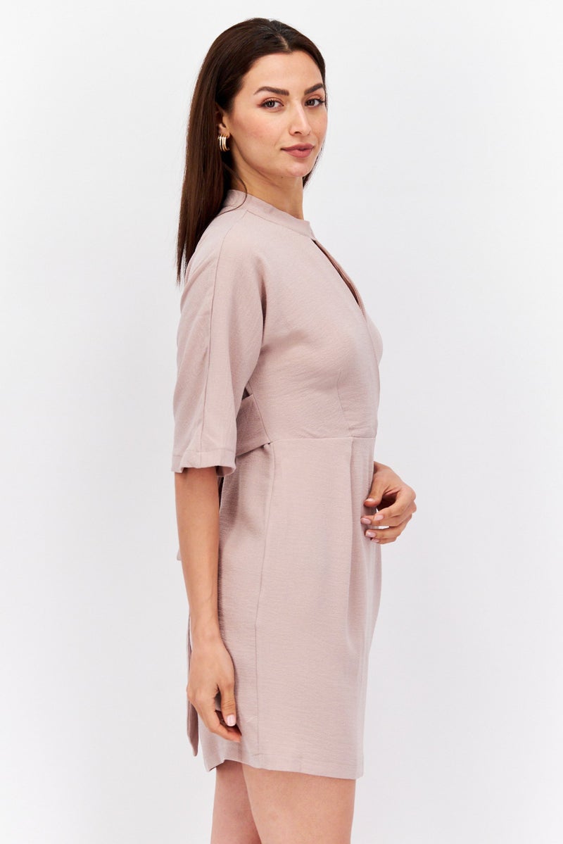 Closet London Women Plain Mini Dress, Light Pink - Image 4