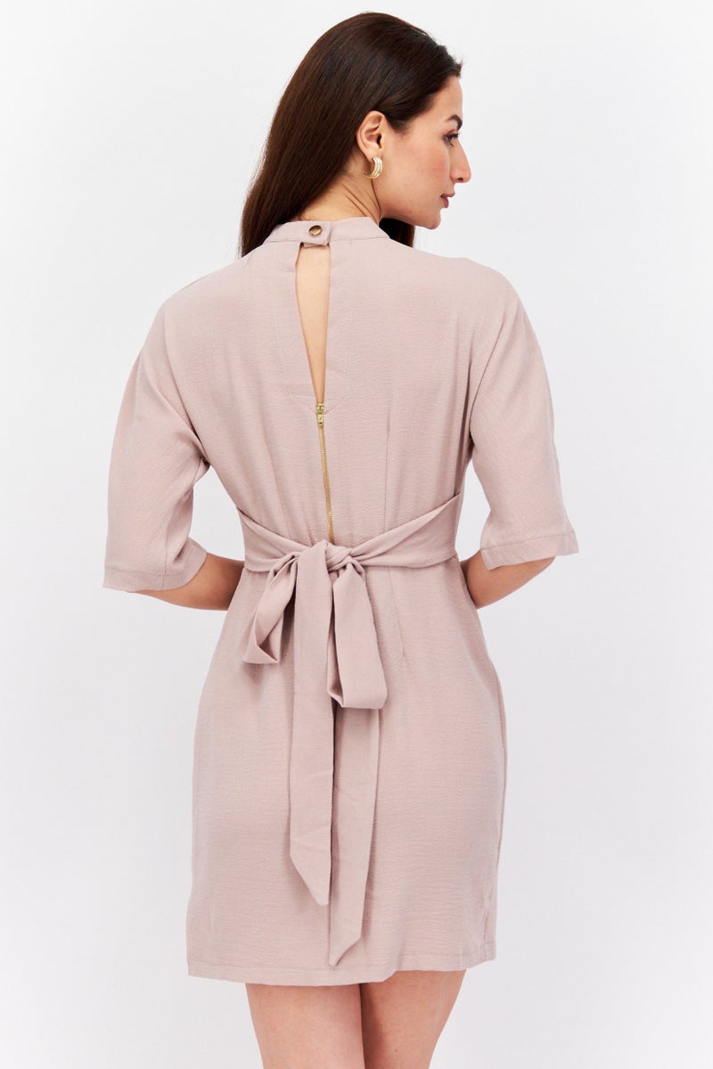 Closet London Women Plain Mini Dress, Light Pink - Image 2