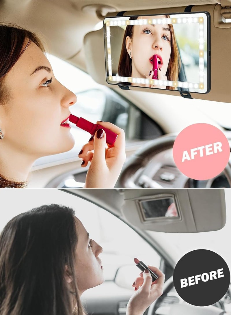 مرآة زينة للسيارة مزودة بإضاءة LED ذكية، وهي مثالية للأشخاص الذين يهتمون بالتفاصيل ويرغبون في إضاءة مثالية داخل السيارة (سواء لوضع المكياج أو التحقق من المظهر). - Image 3