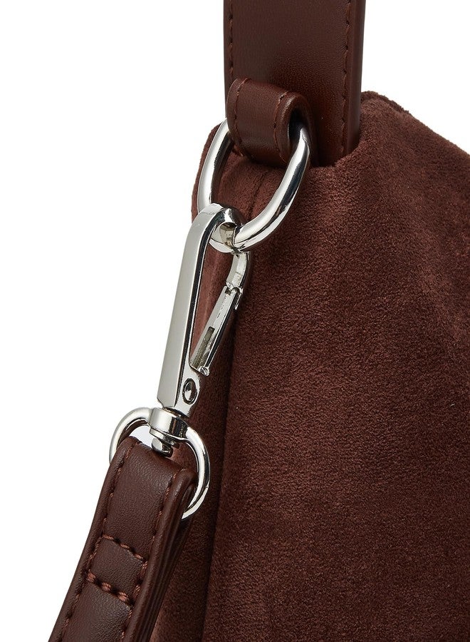 Bagkeak Suede Shoulder Bags For Women Crossbody Bag Suede Tote Bag Satchels Slouchy Work Purses Crescent Handbag Fall Top Handle - Image 3