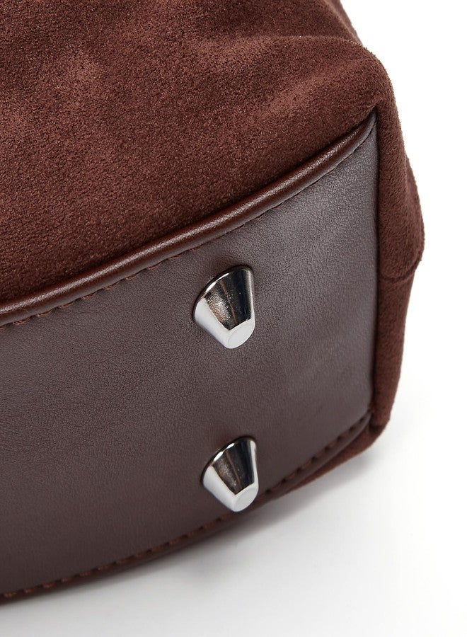 Bagkeak Suede Shoulder Bags For Women Crossbody Bag Suede Tote Bag Satchels Slouchy Work Purses Crescent Handbag Fall Top Handle - Image 5