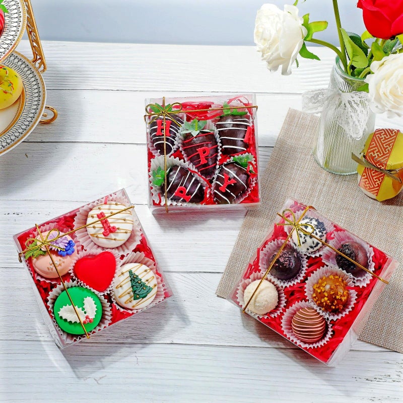 SLShePack 25Pack Full Clear Cookies Boxes 5x5x2Inches Bakery Boxes for Strawberries,Chocolate Bomb,Cakesickle,Mini Cake Cinnamon Roll &more - Image 3