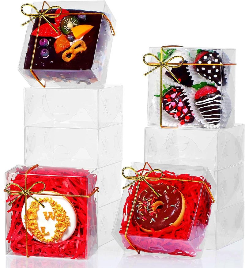 SLShePack 25Pack Full Clear Cookies Boxes 5x5x2Inches Bakery Boxes for Strawberries,Chocolate Bomb,Cakesickle,Mini Cake Cinnamon Roll &more - Image 1