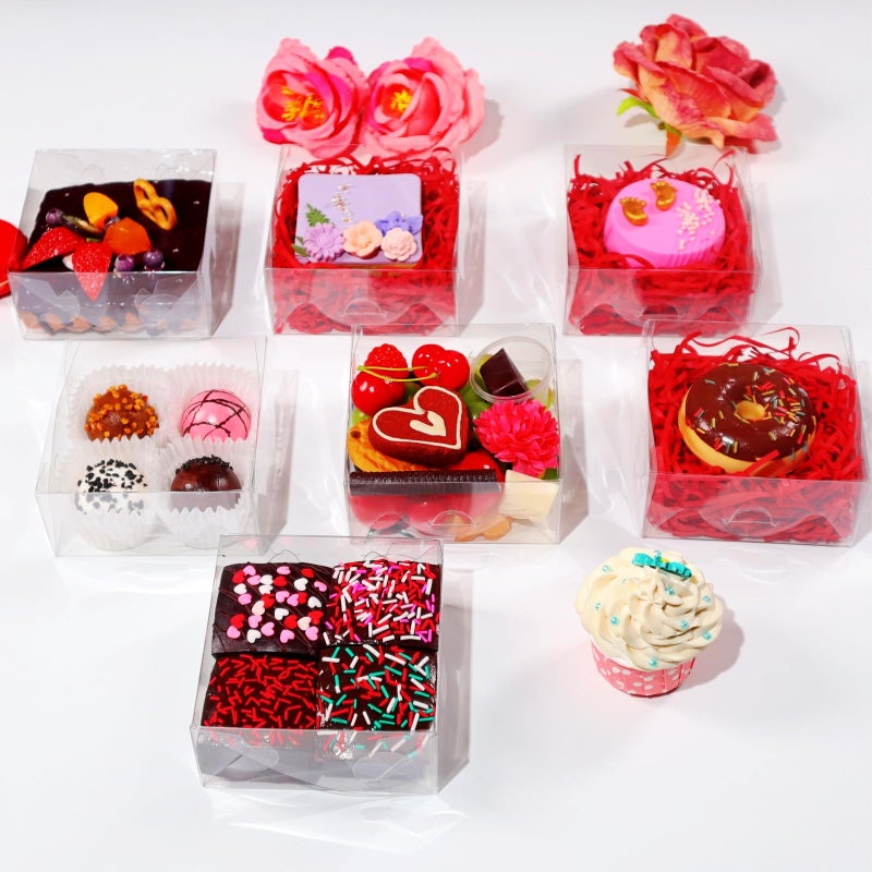 SLShePack 25Pack Full Clear Cookies Boxes 5x5x2Inches Bakery Boxes for Strawberries,Chocolate Bomb,Cakesickle,Mini Cake Cinnamon Roll &more - Image 5