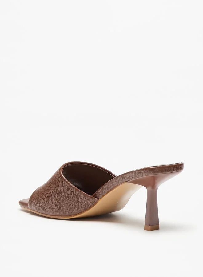 Flora Bella By Shoexpress Logo Accent Slip-On Sandals with Flared Heels