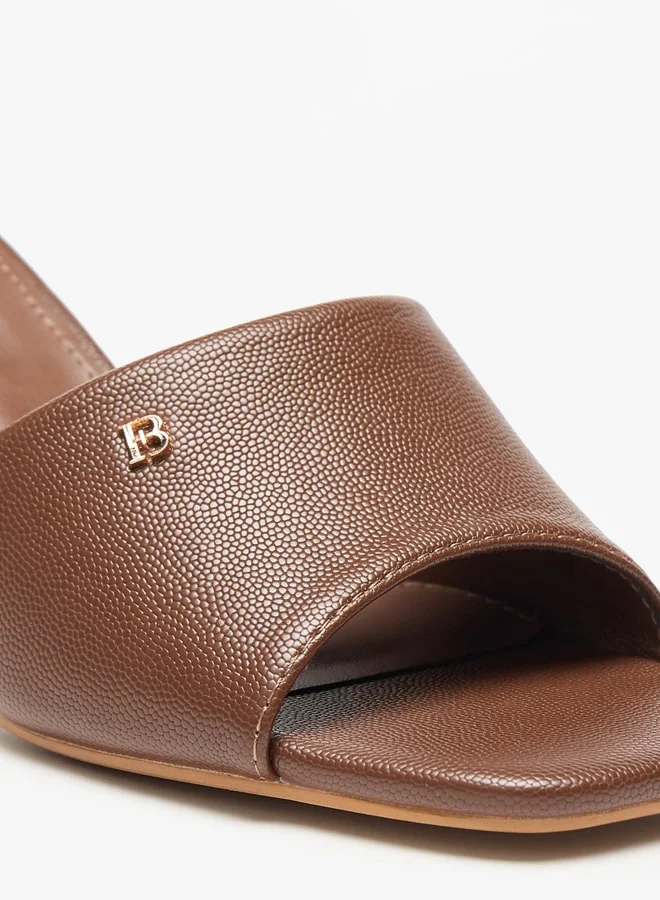 Flora Bella By Shoexpress Logo Accent Slip-On Sandals with Flared Heels