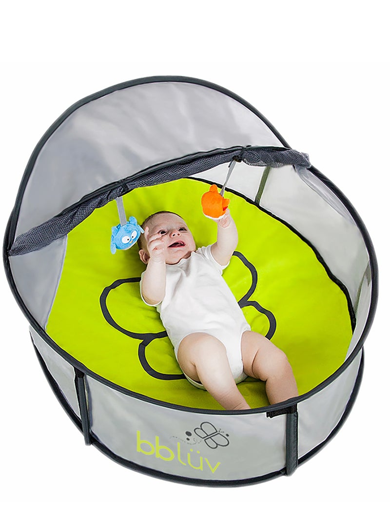bbluv Nidö Mini - 2-in-1 Travel Bed & Play Tent | Portable Baby Tent with Canopy, Mosquito Net & Mat | Lightweight & Compact (90.7 x 73.7 x 47 cm) | Perfect for Travel & Outdoors - Image 1