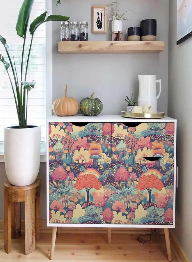 MuralPeel Colorful Pink Tree Flowers Fantasic Rainbow Wonderland Fairytale Landscape Peel and Stick Wallpaper Easy Peel Off Self Adhesive Removable Stick on Wall Paper for Renter - Image 5