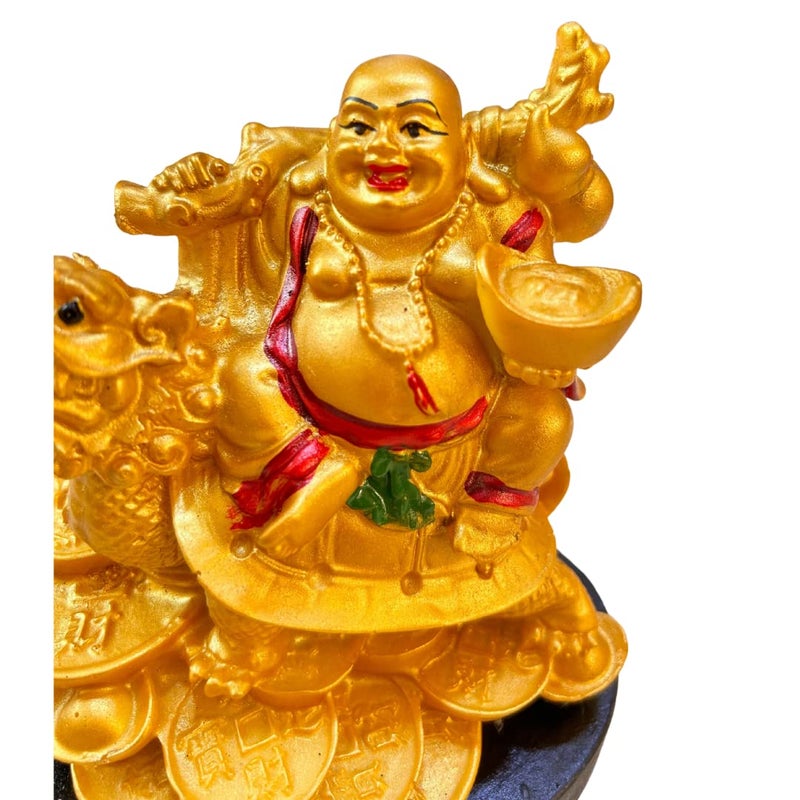 The Advitya بوذا الضحك الجالس على السلحفاة التنين من أجل الثروة والسعادة والحظ هدية للزفاف هدية عيد الميلاد عناصر ديكور المنزل - Image 5